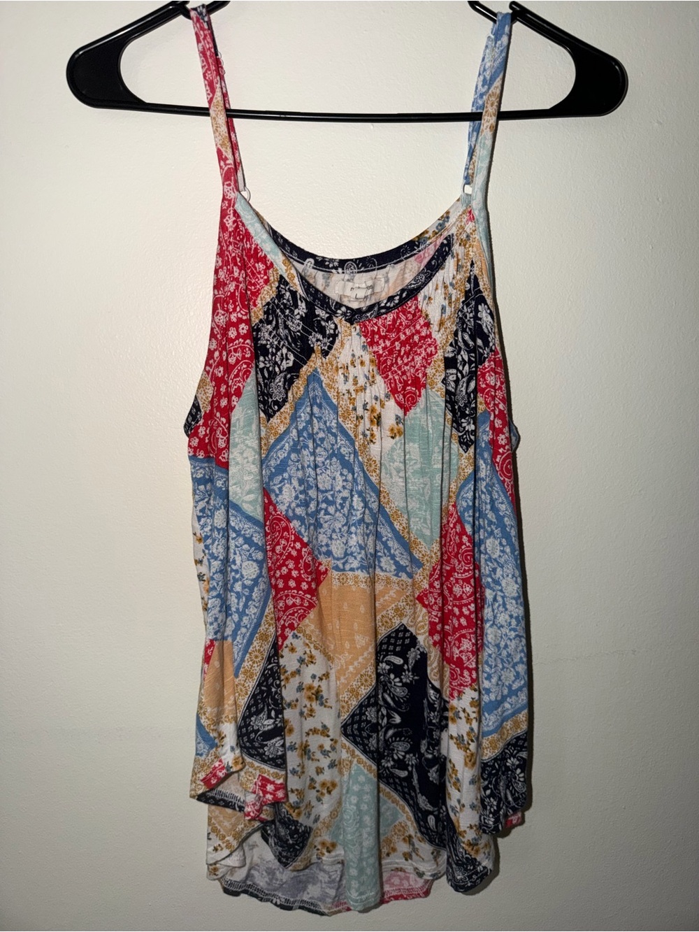 Maurices Patchwork Print Spaghetti Strap Camisole - Red, Blue, Black, Gold